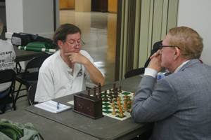 Bob Head (left) and Dane Hinrichsen in their round 5 draw.